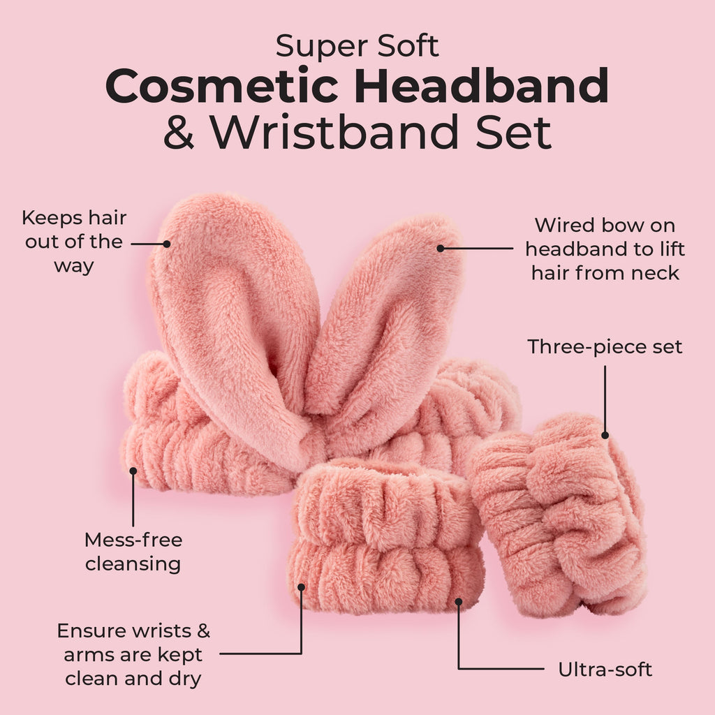Super Soft Cosmetic Headband & Wristband Set